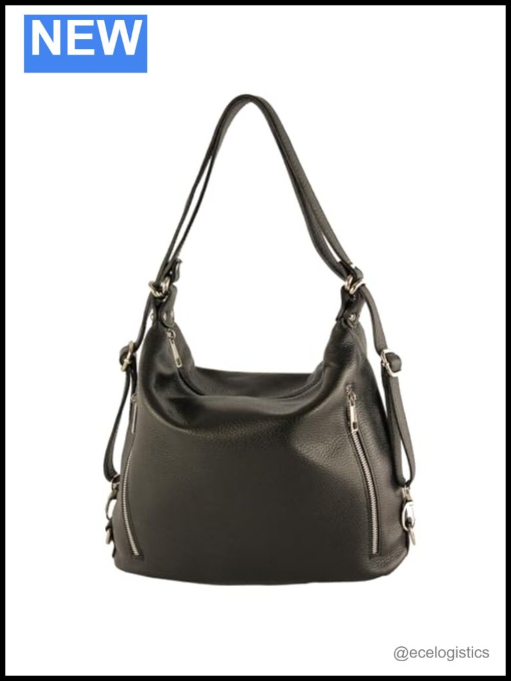 Convertible Leather Backpack Shoulder Bag 2-in-1 Handmade Italy